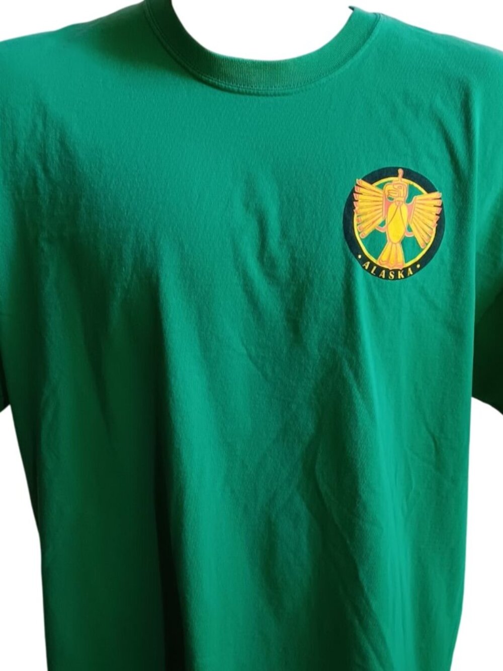 Vintage T-shirt Large Alaska Thunderbird Green All Cotton 1990's Logo